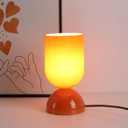 8.9" Modern Glass Table Lamp for Living Room, Desk Lamps for Bedroom, UL Listed Nightstand Lamp with Dome Base, End Table Lamps Home Decor for Kids Room, Side Tables, College Dorm, Office, Glossy Red