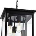 Large Outdoor Pendant Light Fixtures, 4-Lights Black Exterior Ceiling Hanging Lanterns with Clear Glass, Farmhouse Outdoor Chandelier for Front Door Entry Patio