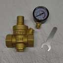 Water Pressure Regulator 3/4 inch DN20 with Gauge, Made of 100% High Hardness Brass, Adjustable Water Pressure Reducing Valve Water for House Residential Water Pressure Regulator for Home