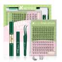 KEYYOU Venus Lash Clusters Kit Fairy Lash Extension Kit C Curl 120Pcs Eyelash Extension Wispy Natural Invisible Band with Waterproof DIY at Home (Venus-C-8-16MIX)