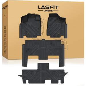 LASFIT Floor Mats Fit for Chrysler Town & Country 2008-2016/Dodge Grand Caravan 2008-2020, All Weather TPE Fit Floor Liner for Chrysler Town & Country & Dodge Grand Caravan 3 Row Car Mats, Black