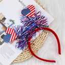 4th of July Headband Independence Day Hair Accessories Patriotic Party Hair Supplies American Flag Love Heart Design Blue Red Ribbon Hair Decoration Cute Hair Hoop for Women Girls Kids 1 Pcs