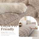 MYSKY HOME 100% Waterproof Couch Cover for Dogs, Plush Pet Couch Covers for Sofa Washable, Couch Covers for 3 Cushion Sofa Pet Friendly, Non-Slip Durable Sofa Cover Slipcover Protector, Khaki, 35"x71"
