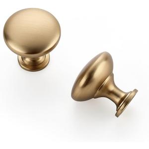 5 Pack Champagne Bronze Round Zinc Knobs for Kitchen, Bathroom, Closet, and Dresser Cabinets