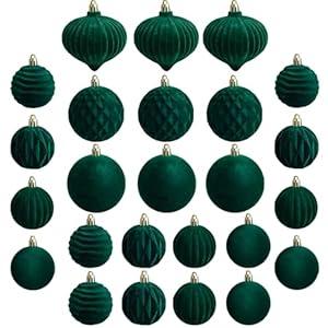 Christmas Tree Ornaments Velvet Balls - 25 pcs Flocked Cream Christmas Ornaments - Vintage Style Xmas Tree Ball Decor for Indoor Outdoor Holiday Decorating Shatterproof, Home, Office, Gift (Normal)