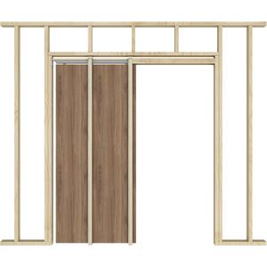 JUBEST Pocket Door Frame Kit with 220LBS Two-Way Soft-Close Mechanism, Smooth and Quiet, Easy to Install Hidden Door Kit, 24" to 36" x 80"