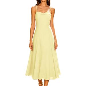 RIHOAS Wedding Guest Dresses for Women Chiffon Sleeveless Midi Dress | Chiffon,Corset,Spaghetti Strap,A-Line,Formal,Elegant,Bridesmaid,Semi Formal,Party,Cocktail,Prom,Summer,Fall 2026 (Yellow, S)
