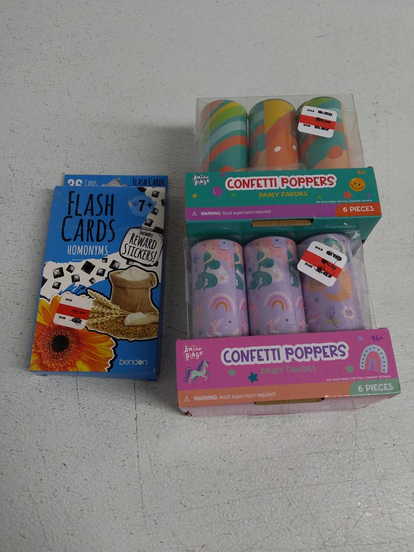 Confetti Poppers 6 Pieces Pack Of 2, Flash Cards 36
