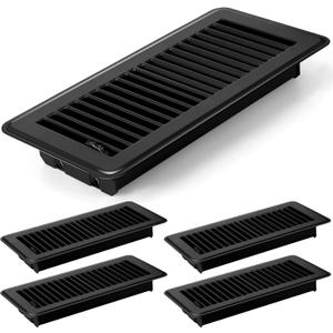 Retisee 4x12 Inches Floor Vent Covers Heavy Duty Floor Register Easy Installation Metal Heat Vent Covers with Rust Proof Finish for Home(Black,10 Pcs)