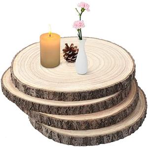 Large Wood Slices 4 Pcs 12-14 Inches Wood Rounds Natural Wood Slices for Centerpieces/Display/Crafts/Painting/Table Decor/Wood Burning/DIY Projects/Christmas Ornaments