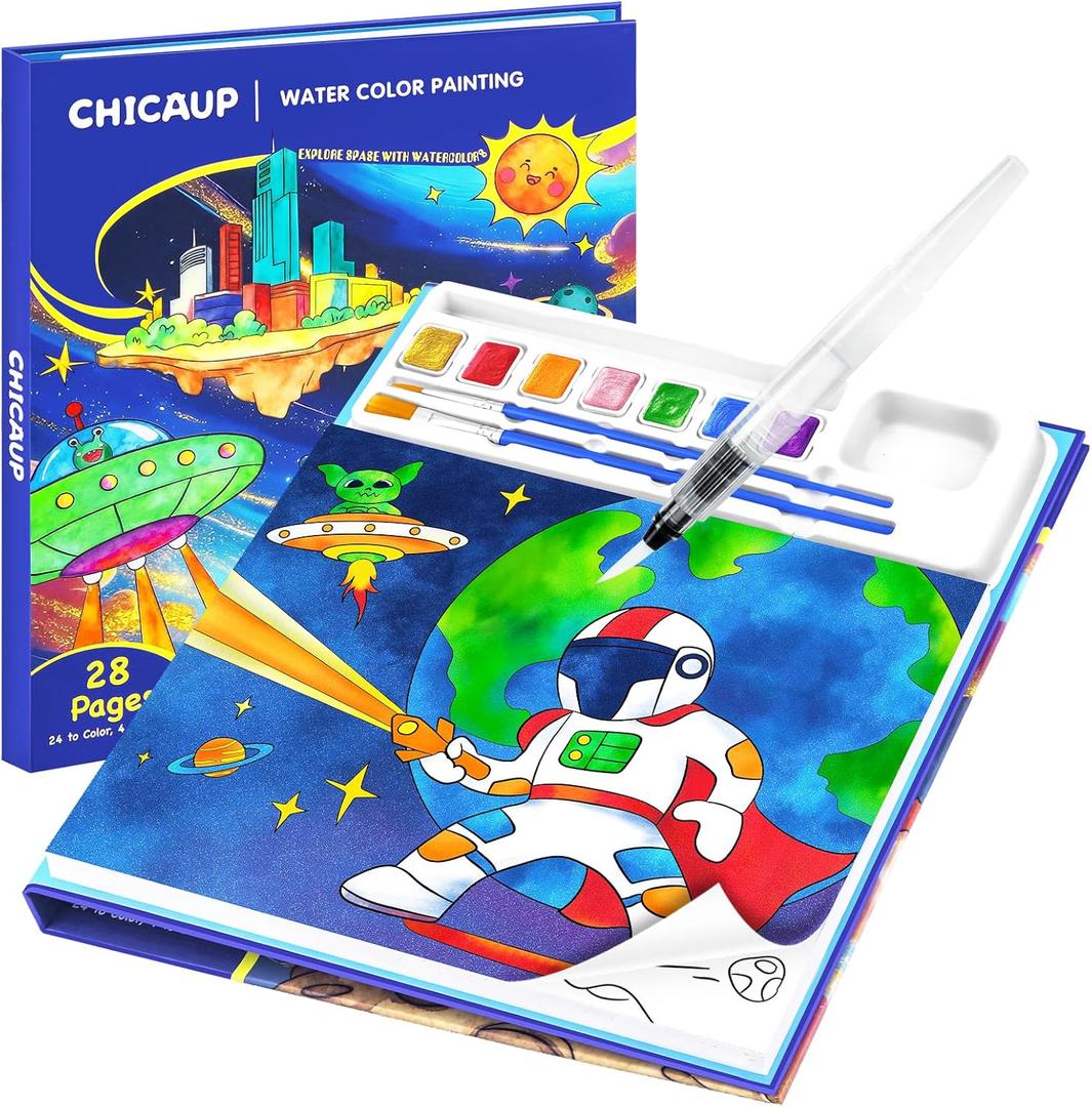 Paint with Water Coloring Books for Kids, Mess Free Watercolor Painting Kit Painting Activity for Kids Ages 3-5 4-8, Arts Crafts Drawing Gift Toy for Boy Girl (Dark Blue)