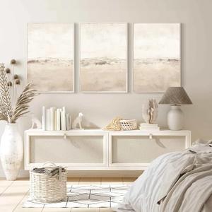 Baccone Beige Abstract Wall Art Set of 3 Neutral Canvas Wall Art Prints Boho Abstract Picture Modern Abstract Art Wall Decor Minimalist Artwork for Living Room Beroom Decor 24x36 Inch Unframed