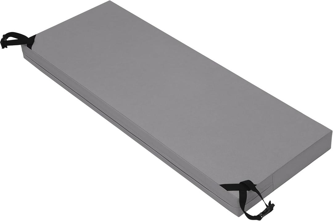 Easy-Going 48x18x3 inch Waterproof Outdoor Couch Bench Cushion Covers Only Replacement Non-Slip Patio Seat Cushion Slipcover with Zipper and Adjustable Straps Gray