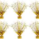 6 Pack Metallic Foil Spary Centerpieces for Tables, Gold Silver Centerpieces for Tables Decorations, Star Brust Table Centerpieces for Birthday Graduation Wedding Baby Shower Party