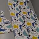 Mommy and Me Robe and Swaddle Set Floral Maternity and Baby Matching Delivery Blanket Headband for Mom Girl Boy 4pcs (Large-X-Large, Blue Dinosaur 4pcs)