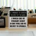 2 x YWAIHO Funny Office Desk Decor Sign, Words & Quotes, Wood, 5x5 inches, If I Survive