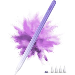 Stylus Pen for iPad 2018-2024, 15Mins Fast Charge for Apple Pencil, Palm Rejection, Compatible with iPad 10/9/8/7/6, iPad Pro 12.9"/11"/13" M4, iPad Mini 6/5, iPad Air 5/4/3/11"-13" M2 (Purple)