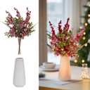 BLOSMON Christmas Flowers Artificial Decorations: Vase with 4 Stems Red Berry Bouquet for Table Centerpiece Decor - Xmas Fake Floral Holly Berries Picks for Tabletop Bathroom
