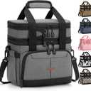 Lunch Box For Men Women Double Deck Insulated Lunch Bag For Men Woman Leakproof Expandable Cooler Bag with Adjustable Shoulder Strap for Work Picnic School(Gray,Medium)