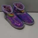 K KomForme Girls Winter Boots Sparkle Sequins Warm Snow Shoes Fur Lined Lightweight Comfy (Toddler/Little Kids/Big Kids) (Purple)