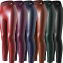 6 Pack Girls Leggings Faux Leather Legging for Girls High Waisted Stretch Pants Kids PU Leather Pants Tight (4-5T, Multicolor)