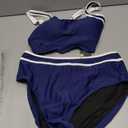 edium)Women's Two Piece High Waisted Sporty Tummy Control Bathing Suit, Blue, Medium