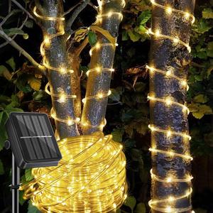 Solar Rope Light Waterproof IP65 39FT 100LEDs Outdoor LED Solar Outdoor Lights for Party Garden Yard Home Wedding Christmas Halloween Holiday Tree Decoration Lighting (Warm White)