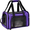 Henkelion Pet Carrier for Small Medium Cats Dogs Puppies up to 15 Lbs, Airline Approved Small Dog Carrier Soft Sided, Collapsible Travel Puppy Carrier - Purple (17.0"L x 11.0"W x 11.0"H)