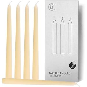 Topsics 8 Pack Ivory Taper Candles, 10 inch Unscented Dripless Candlesticks Valentine's Candles - 8 Hours Long Burning Candles for Home Decor, Wedding, Party