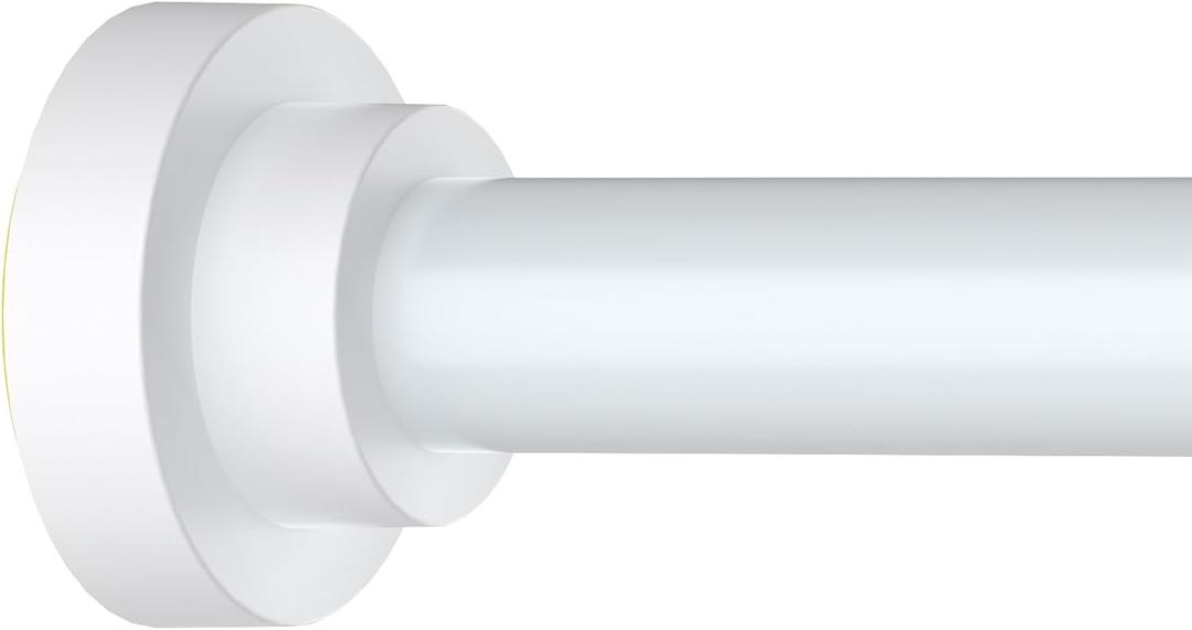 Thestoa Shower Curtain Rod Adjustable 43-66 inch, 1"Diameter Spring Tension Curtain Rod No Drill, Anti-Rust Non-Slip Shower Rod, White Shower Curtain Rod for Bathroom Tension