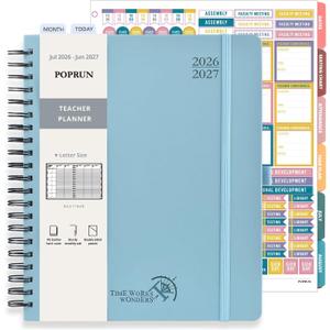 POPRUN Teacher Lesson Planner 2026-2027, (Size-8.5'' x 11'') with Gradebook