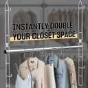 Supforce Hanging Closet Rod Stainless Steel, 2 Pack Adjustable Height & Width Closet Rod Extender, Space-Saving Closet Hanging Storage OrganizerLoad up to 88LB