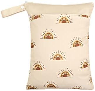 Smarbore Wet Dry Bags for Baby Cloth Diapers & Breast Pump Parts, Waterproof Reusable Wet Bag with Two Zippered Pockets & Handle, Beach Pool Gym Bag Stroller Yoga Toiletries Daycare Organizer 2 PACK