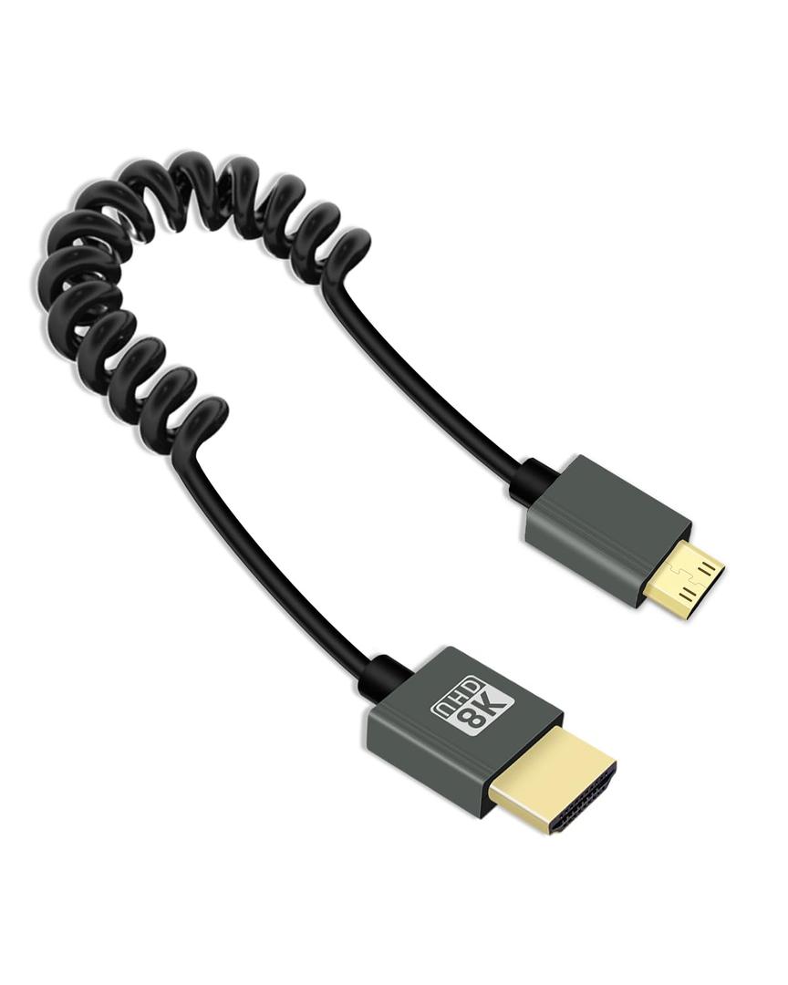 8K Down Angle Micro HDTV to HDTV Cable 8K@60Hz 48Gbps for Camera/Camcorder(3FT)
