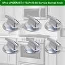 6Pcs Upgraded 7733P410-60 Surface Burner Knob,Gas Stove knobs Replacement for May-tag/Jenn-Air/Kitchen-Aid Gas Cooktop Stove,Replaces 74007733 AP5668987 etc Chrome Plated Stove knobs Set