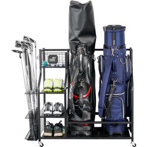Mythinglogic Golf Storage Garage Organizer, Golf Bag Storage Stand and Other Golfing Equipment Rack, Extra Storage Rack for Golf Clubs