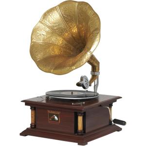 Deco 79 Wood Functional Gramophone with Record, 18" x 16" x 28", Brown