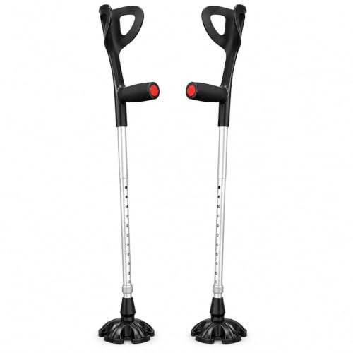 Ergonomic Forearm Crutches for Adults – Adjustable Folding Arm Crutch Pair, Lightweight Heavy Duty Walking Aid with Non-Slip Tips, Portable Travel-Friendly Design (Supports 300 lbs, Black)