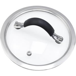 HEVSTIL 6.5 Inch Tempered Glass Lid with Silicone Stainless Steel Handle, Vented Skillet Cover for Frying Pan, Lodge Cast Iron Skillet