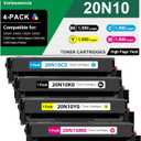 20N10 CS331 CX331 Toner Cartridge 20N10K0 20N10C0 20N10M0 20N10Y0 Toner Cartridges Compatible for Lexmark CS331 CS431 CX331 CX431 CS331dw CX331adwe CS431dw CX431adw Printer 4 Pack