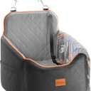 Dog Car Seat for Small Dog, Booster Seat for Dogs Under 30lb, Elevated Pet Seat with Pockets, Anti-Slip Bed for Car, Perfect for Front & Back Seats with Safety Leash (Black/Grey, Medium)