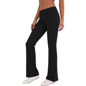 Rapbin Fold Over Flare Leggings for Women Yoga Pants Y2k Lounge Sweatpants Workout Athletic Joggers Slim Fit Bottoms 2026 (Small, Black)