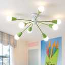 Green Sputnik Ceiling Light Fixture, 8-Lights Modern Sputnik Chandeliers for Dining Room,Indoor Kitchen Island Lighting for Bedroom Porch Entryway Living Room
