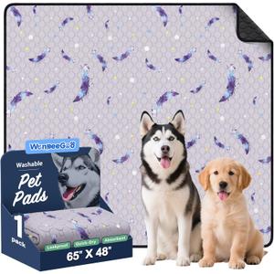 WanpeeGoo Washable Pee Pads for Dogs, 1 Pack Reusable Puppy Pads, Super Absorbent & Leakproof Dog Pads, Anti-Slip Dog Pee Pads for Puppy Training & Incontinence, Leaf Pattern 65"x48"
