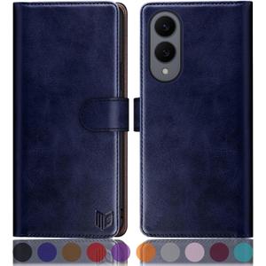 SUANPOT Compatible with Samsung Galaxy S25 Edge Wallet case with RFID Blocking Credit Card Holder,Flip Book PU Leather Protective Cover Women Men for Samsung S25 Edge case Blue