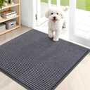 OLANLY Front Door Mat Indoor Outdoor Entrance, Waterproof Heavy Duty Doormat, Fade Resistant, Low Profile, Easy Clean Patio Porch Welcome Floor Mats for Entry, 35x30, Grey
