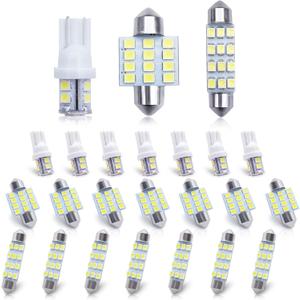 Car Led Bulb, Led Combination Set of 24 Sets, Used for Car Interior/Indoor Map Dome/ Trunk / License Lights (White)