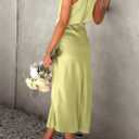 PRETTYGARDEN Women's 2026 Summer Satin Dress Elegant Sleeveless Mock Neck Cocktail Party Maxi Dresses XXL