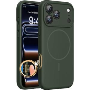 Miracase Magnetic for iPhone 17 Pro Case, Compatible with MagSafe, Integrated Silicone Camera Control Cover, 3.0mm Thicken Shockproof Drop Protection Phone Case for 17 Pro,Dark Green