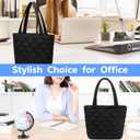 CAMTOP Lunch Box for Women Girls Insulated Cute Lunch Tote Bag Lunchbox Cooler Bag for Work Travel Picnic (Quilted-Black)